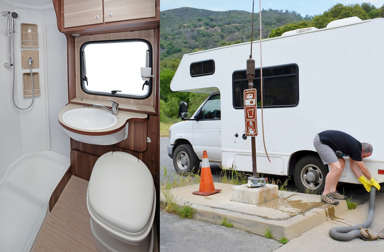 Portable RV/camper toilet and holding tank setup in Burlington, North Carolina